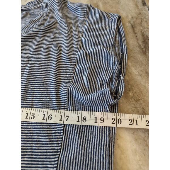 Christian Siriano Casual Top Women's Large Black & White Stripe V-Neck 100%Linen - Picture 8 of 8